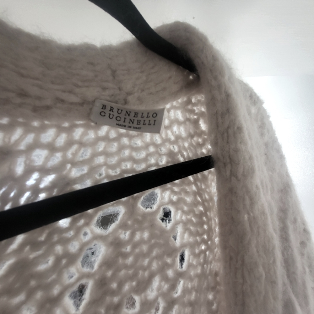 Authentic Brunello Cucinelli Alpaca Belted Maxi Cardigan.